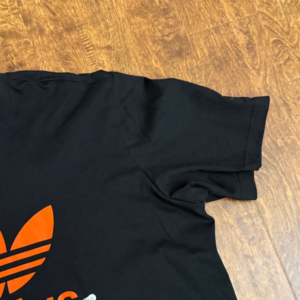 adidas Originals Black Tee with Orange Trefoil and White Script Size XXL - Picture 4 of 11